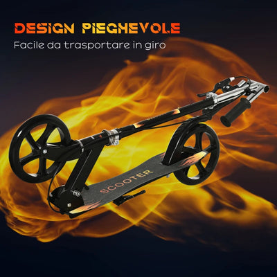 HOMCOM Monopattino per Bambini 7-14 Anni con Manubrio Regolabile su 3 Altezze, 86x35x93/98/103 cm, Nero