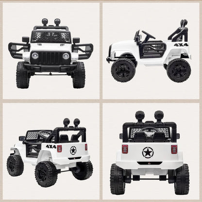 HOMCOM Macchina Elettrica per Bambini Jeep Fuoristrada con Telecomando e 2 Velocità, 100x65x72 cm, Bianco