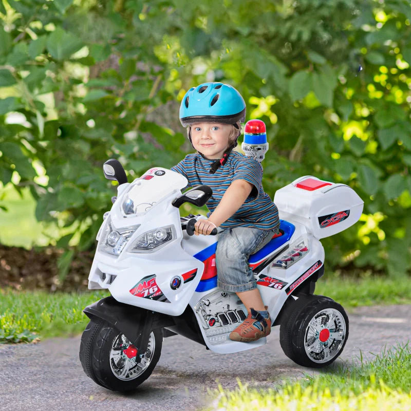 HOMCOM Moto Elettrica per Bambini da 3-5 Anni Motorino Elettrico Giocattolo 3 Ruote con Musica, Velocità 3KM/h, Luci 112×51×72.5cm