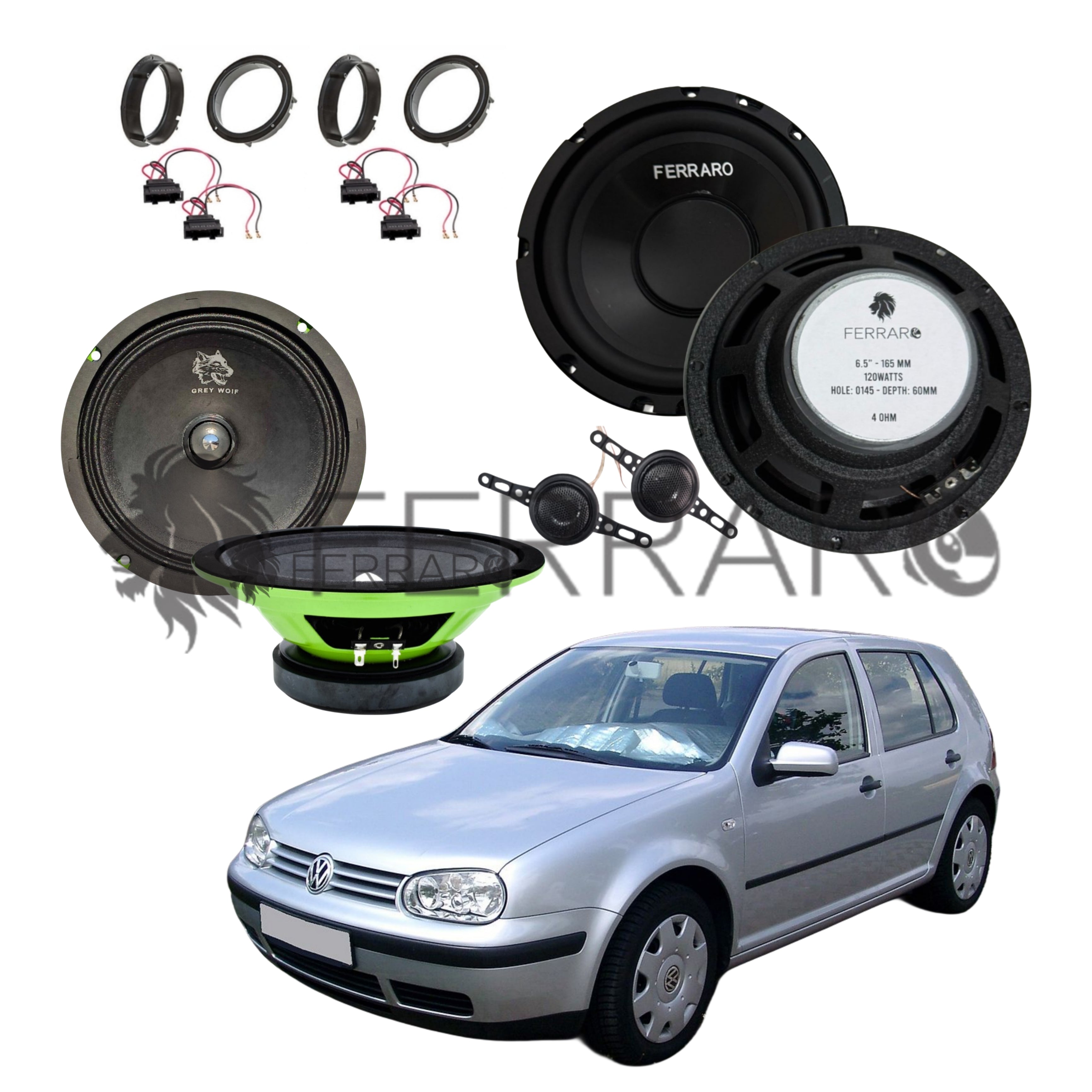 FerraroStore Kit 6 Altoparlanti | PV165.3 | ASK-165.2 | Ant/Post | VW Golf 4ª Serie dal 1997>