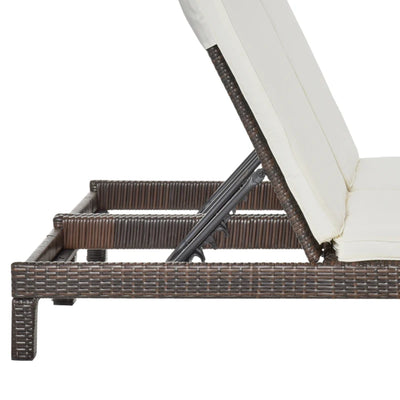 Outsunny Lettino Prendisole a 2 Posti, Sdraio in Acciaio e Rattan, Schienale Regolabile, 196 x 120 x 28cm Marrone e Bianco Crema