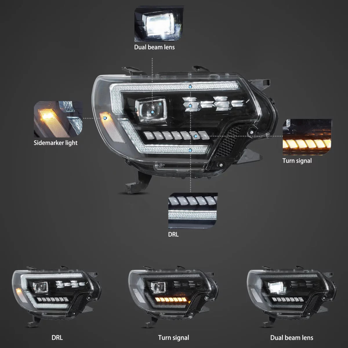 Fanali Anteriore Completo per Toyota Tacoma (2012-2015) a LED