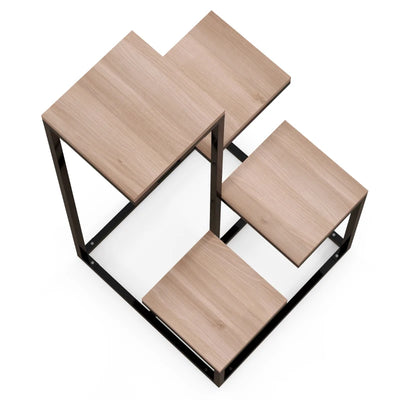 Outsunny Scaffale per Piante a 4 Livelli in Acciaio e Legno, 40x40x75.5 cm, Marrone e Nero