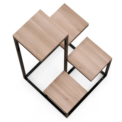 Outsunny Scaffale per Piante a 4 Livelli in Acciaio e Legno, 40x40x75.5 cm, Marrone e Nero