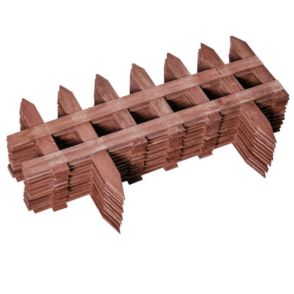 Outsunny Staccionata in Legno di Pino da 12 Pezzi per Aiuole, Giardino e Orto, Altezza 34cm