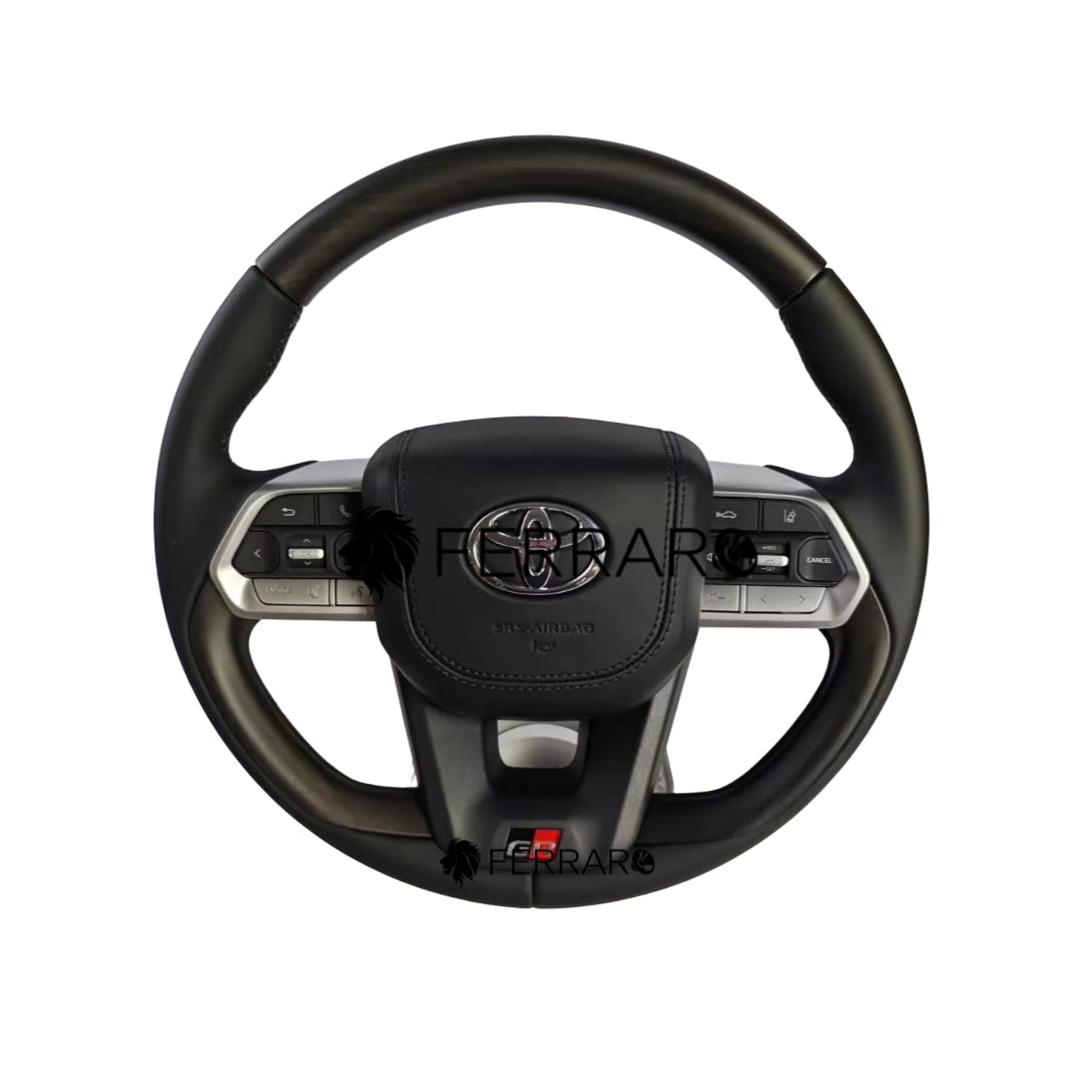 Volante per Toyota, Taglio Sportivo, Filo Nero, Pelle Nera