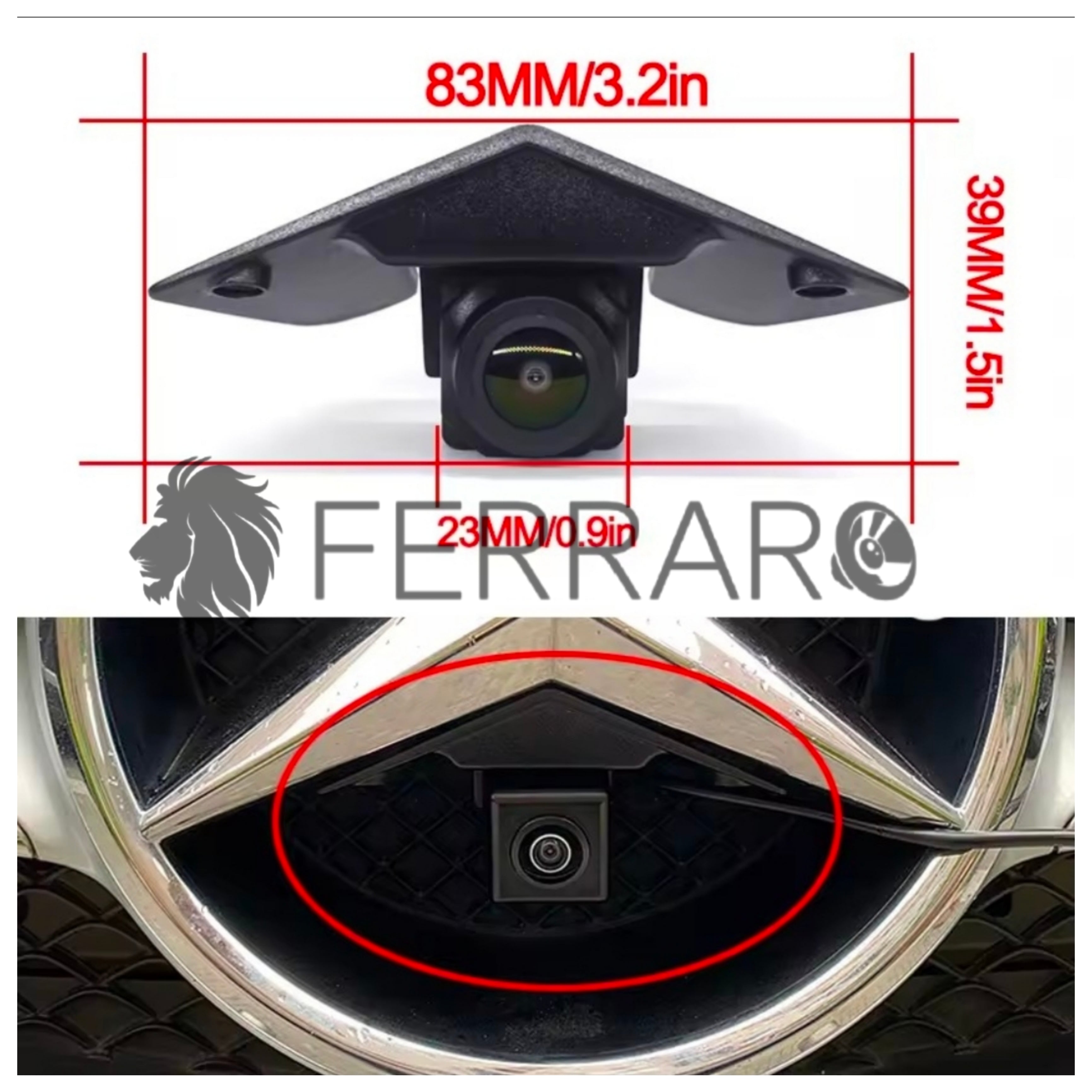 Telecamera Frontale per Mercedes Sprinter, ML, SLK, Vito (Compatibilità in Descrizione) | AHD, 1920x1080 | 170° Gradi