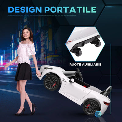 AIYAPLAY Macchina per Bambini 12V Maserati Gran Turismo Folgore con Telecomando, Età 3-5 Anni, Bianco