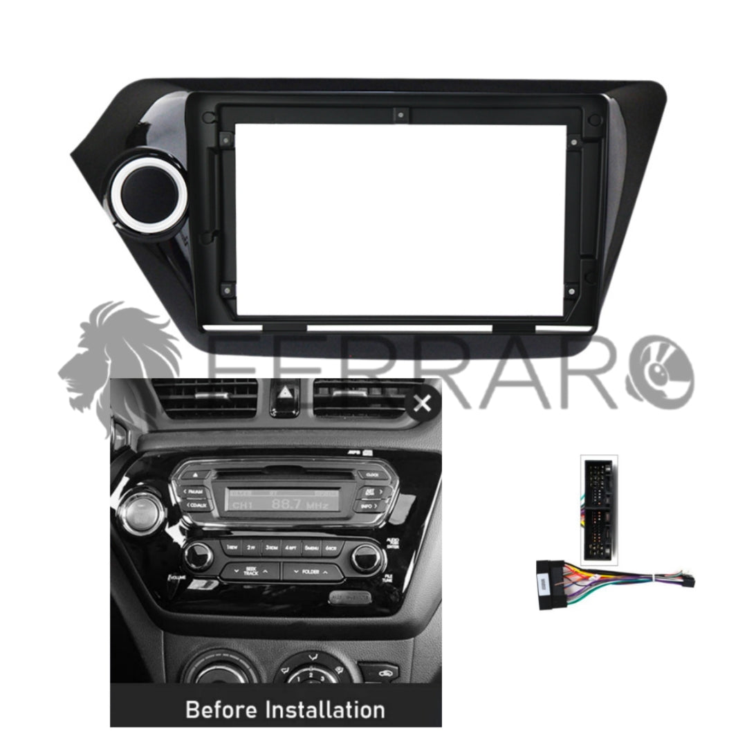 Kit Montaggio Autoradio 9"Pollici Kia Rio (2011-2016) Mascherina, Cablaggio per Autoradio Android
