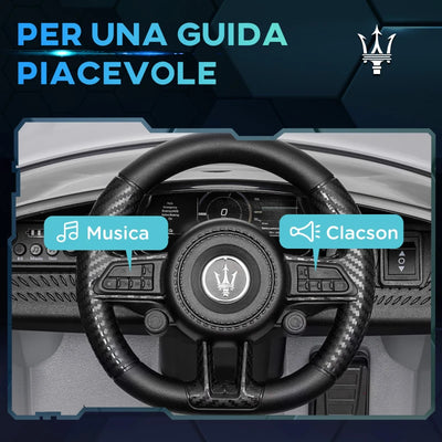 AIYAPLAY Macchina per Bambini 12V Maserati Gran Turismo Folgore con Telecomando, Età 3-5 Anni, Grigio