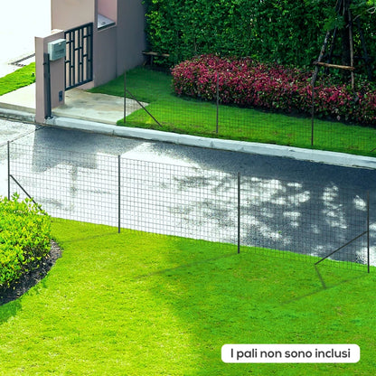 Outsunny Rete di Recinzione in Acciaio e PVC per Spazi Esterni, Rotolo da 25 m e Altezza 1.7 m, Verde