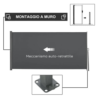 Outsunny Frangivista da Giardino Estensibile fino 3 m e Alto 1.6 m, Poliestere Anti UV e Alluminio, Grigio