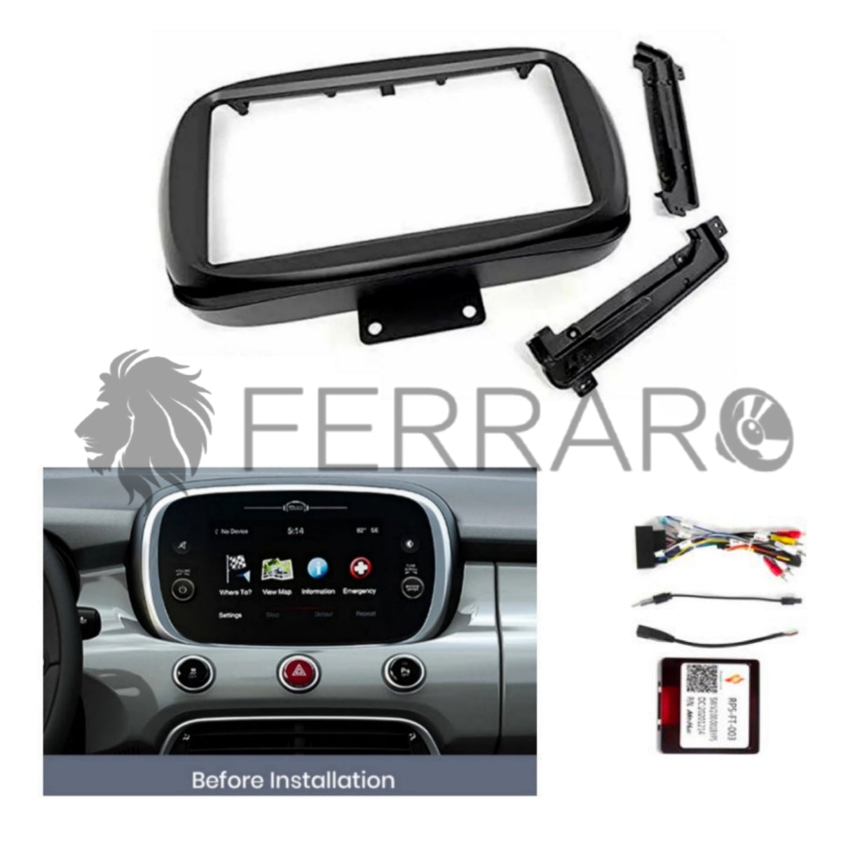 Kit Montaggio Autoradio 9"Pollici Fiat 500x (2014-2022) Mascherina, Cablaggio Autoradio Android