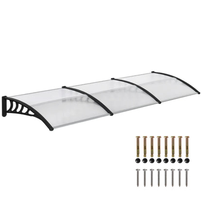 Outsunny Tettoia Moderna in Policarbonato, Alluminio e PP per Balconi, Finestre e Porte, 303x96x27 cm, Nera e Trasparente