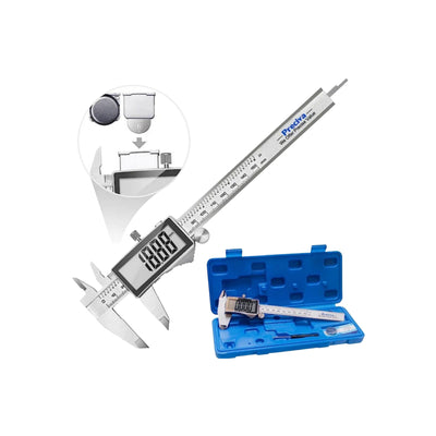 Digital Metric Caliper - 150 mm/6" inch Digital Metric Gauge, Stainless Steel, Spill Resistant, with LCD Screen, Accurate and Spare Battery