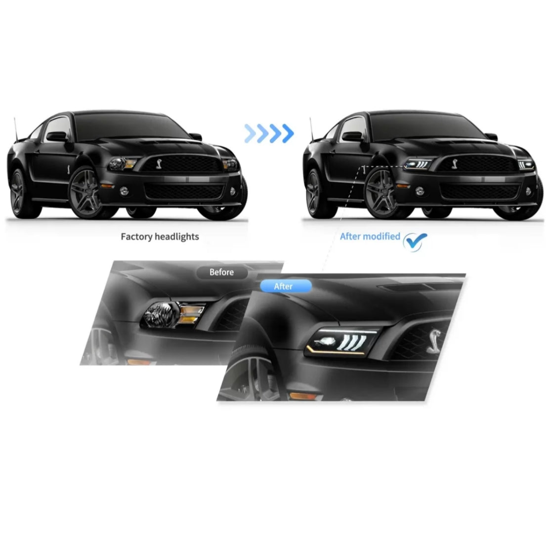 Fanali Anteriore Completo per Ford Mustang 5ª Serie (2005-2009) a LED