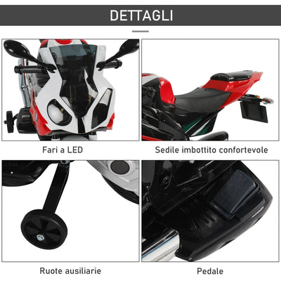 HOMCOM Moto Elettrica per Bambini 3-8 Anni con Licenza BMW, Batteria 12V, Rotelle e Luci, 110x47x69 cm