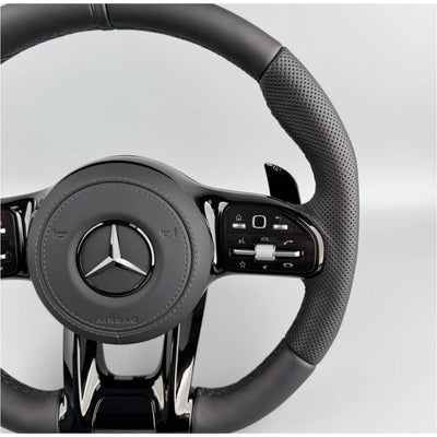 (PRENOTA)Volante per Mercedes, Pelle Nera, Filo Nero, AMG