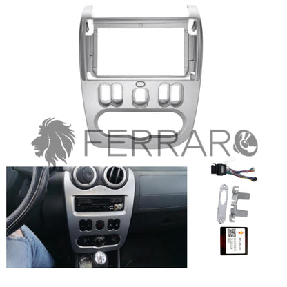 Kit Montaggio Autoradio 9"Pollici Renault Logan, Duster, Sandero (2009-2015), Mascherina, Cablaggio per Autoradio Android
