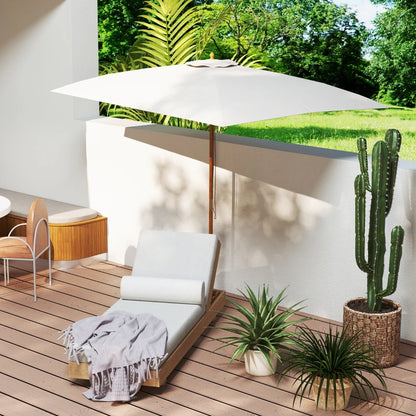 Outsunny Ombrellone 2x3 m da Giardino Impermeabile, in Legno e Poliestere 180G, Beige