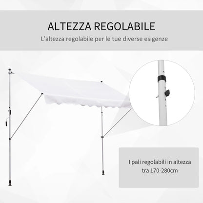 Outsunny Tenda da Sole a Bracci 3x1.5m con Manovella e Struttura Telescopica, Bianco