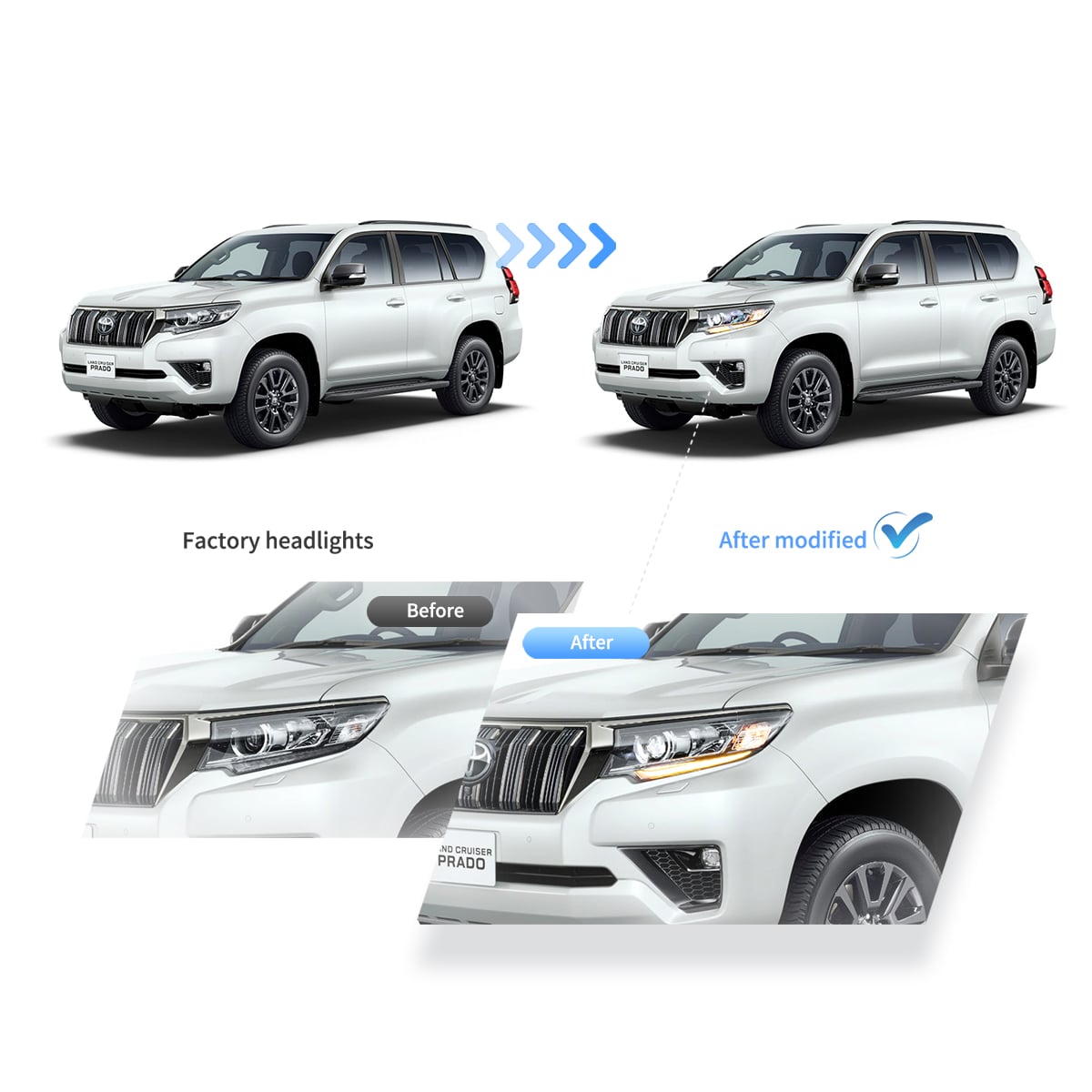 Fanali Anteriore Completo per Toyota Land Cruiser Prado (2018>) a LED