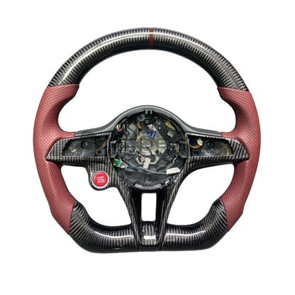 Volante Sportivo per Alfaromeo Giulia, Stelvio,  Carbonio, Customizzato in Pelle (su Ordinazione)