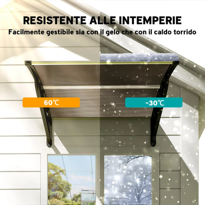 Outsunny Tettoia da Esterno in Policarbonato per Porte e Finestre con Kit Montaggio 103x96.5x27cm - Marrone