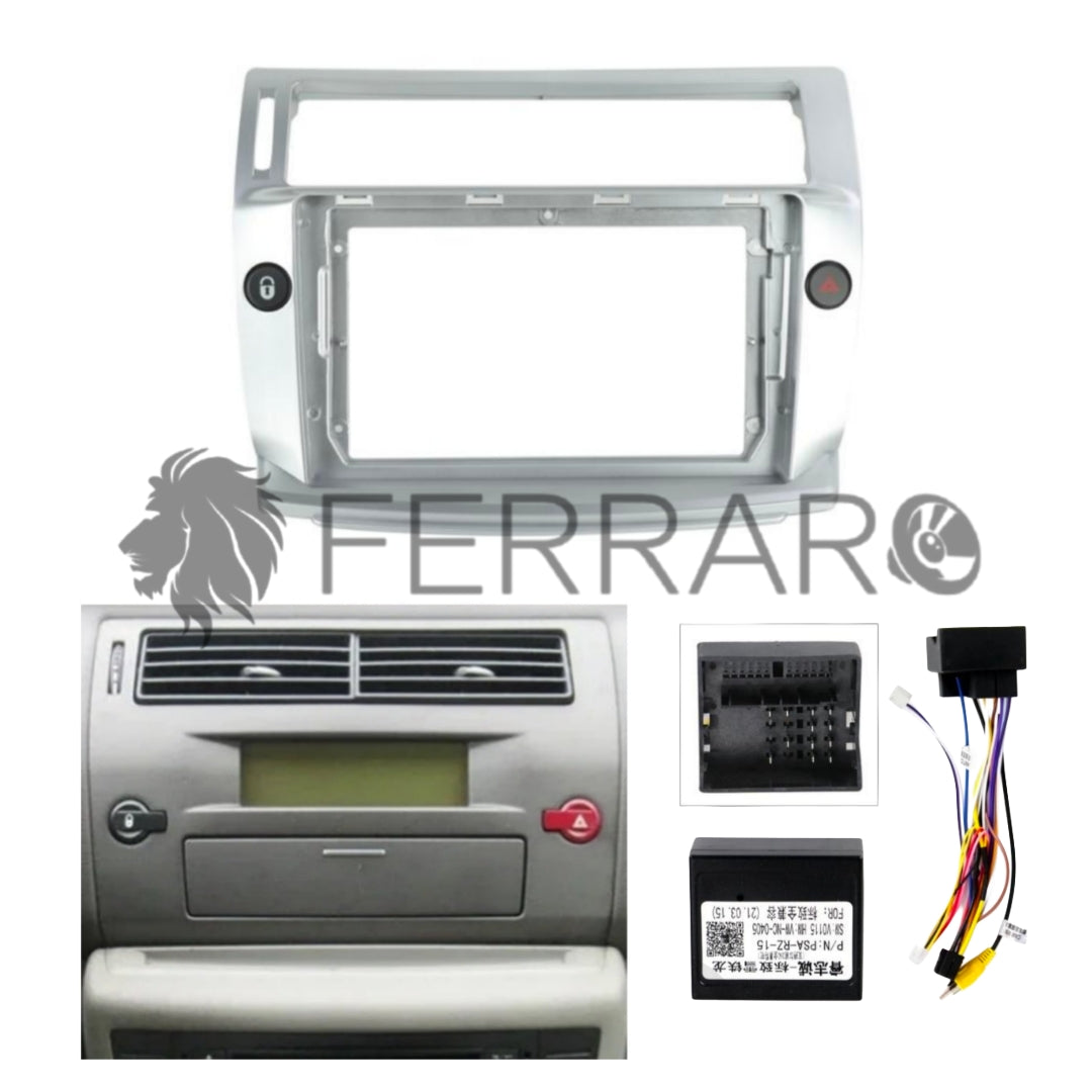 Kit Montaggio Autoradio 9"Pollici Citroen C4 (2004-2009) Mascherina, Cablaggio per Autoradio Android