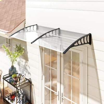 Outsunny Tettoia Moderna in Policarbonato, Alluminio e PP per Balconi, Finestre e Porte, 200x96x27 cm