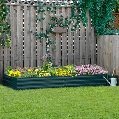 Outsunny Letto per Orto Rialzato in Metallo da Esterno, Portapiante per Fiori ed Erbe, 241x90,5x30cm