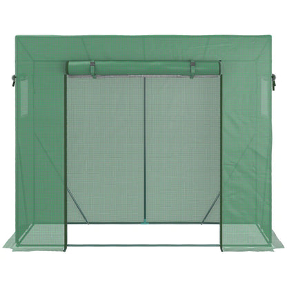 Outsunny Serra da Giardino in PE e Acciaio con 4 Picchetti, 2 Finestre e Copertura Rinforzata, 200x77x148-169cm