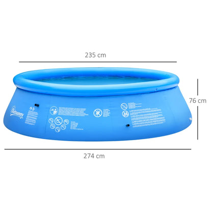 Outsunny Piscina Gonfiabile per 3-4 Persone in PVC con Pompa Manuale, Φ274x76cm, Blu