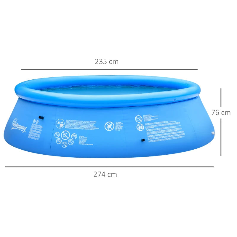 Outsunny Piscina Gonfiabile per 3-4 Persone in PVC con Pompa Manuale, Φ274x76cm, Blu