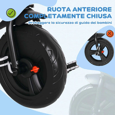 HOMCOM Triciclo per Bambini con Maniglione 6 in 1, Tettuccio Regolabile e Cintura di Sicurezza, Età 1-5 Anni, Grigio