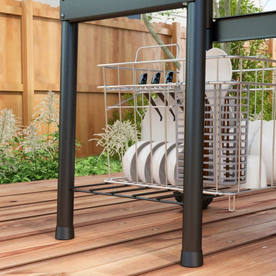 Outsunny Barbecue a Carbone con Coperchio, Termometro e Camino, Ripiani e Ruote, Nero