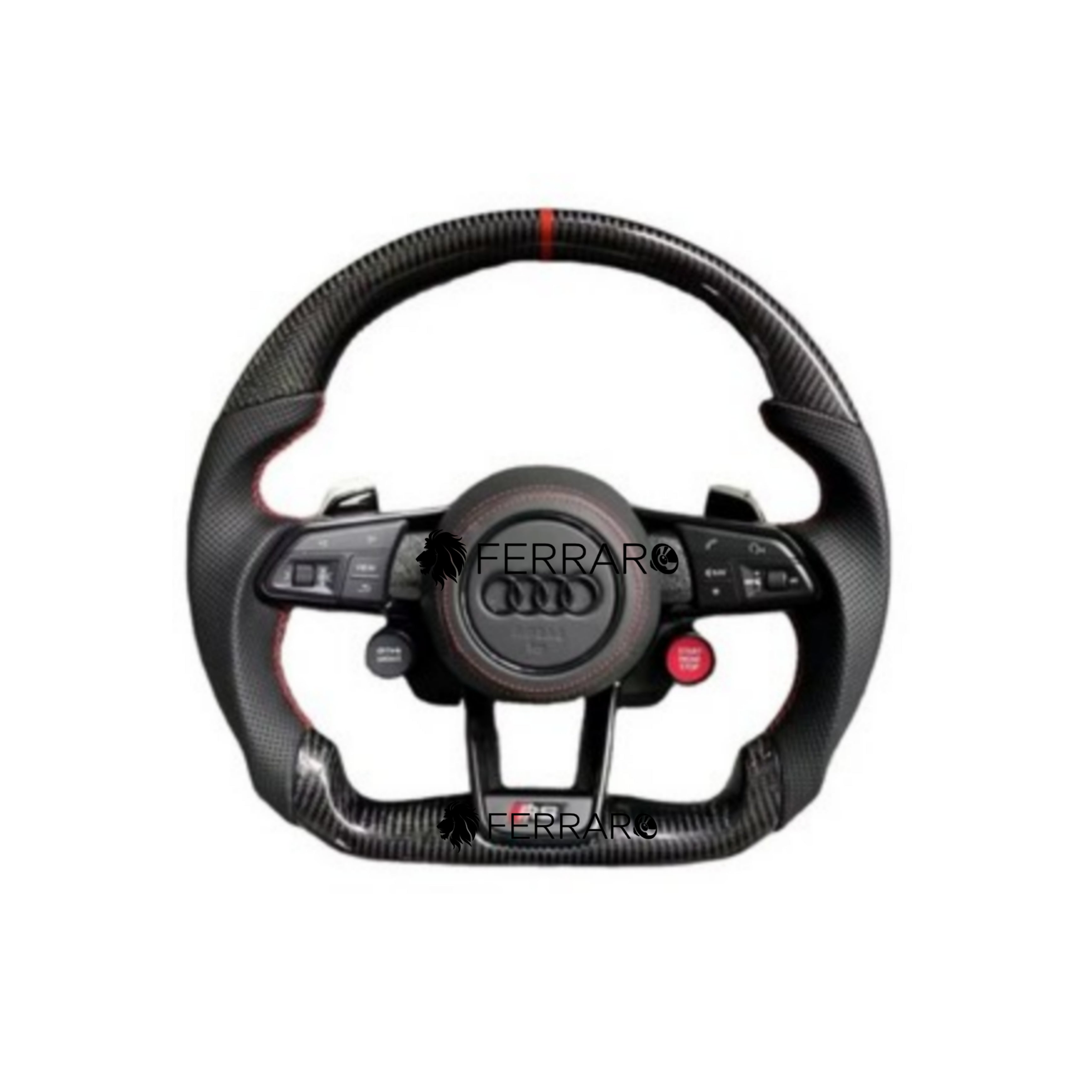 Volante per Audi, Carbonio Diagonale, Foratura, Pulsanti, Filo Rosso, RS