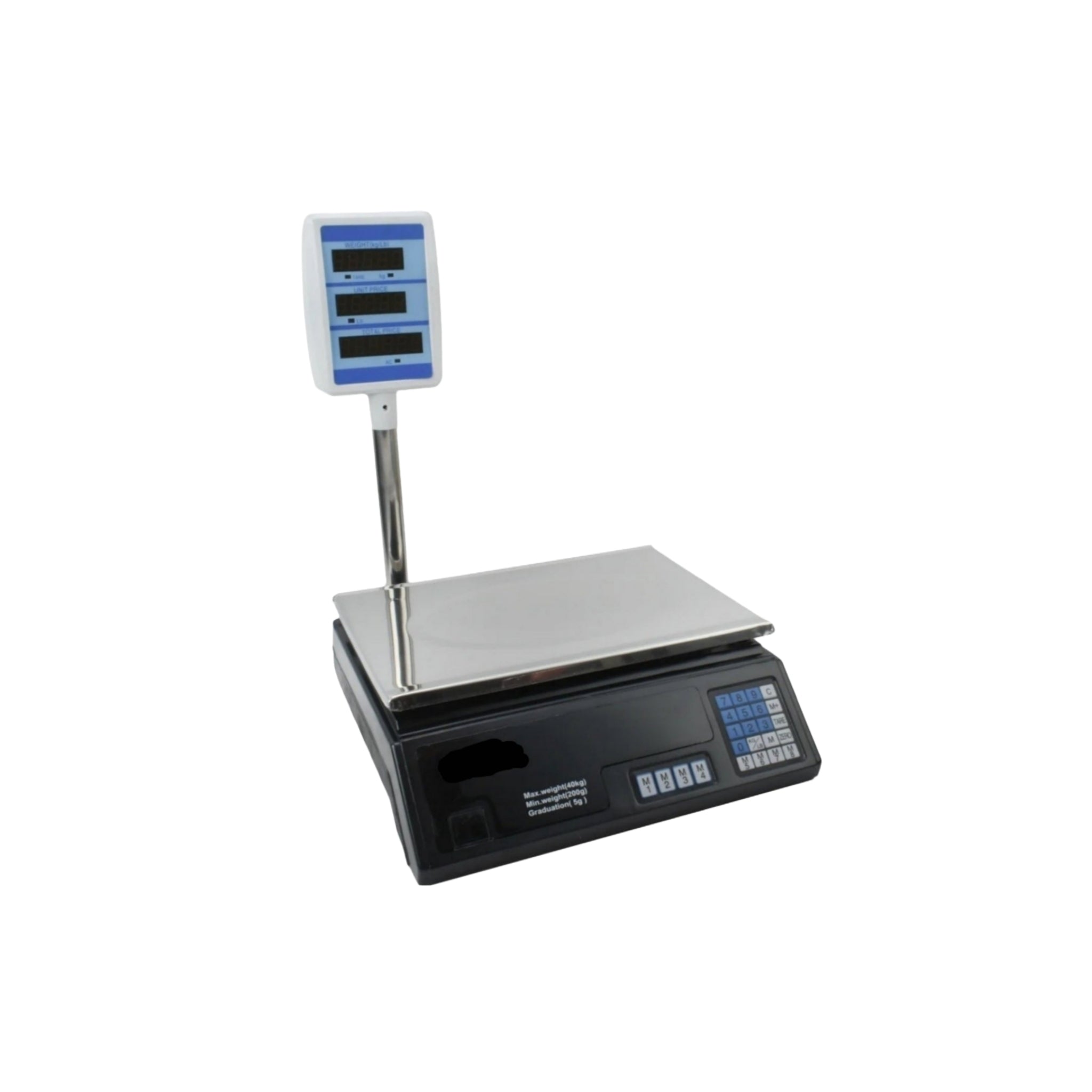 Bilancia Digitale Elettronica, Professionale, Bilancia da 40KG, Triplo Display, Ricaricabile, Alimentatore