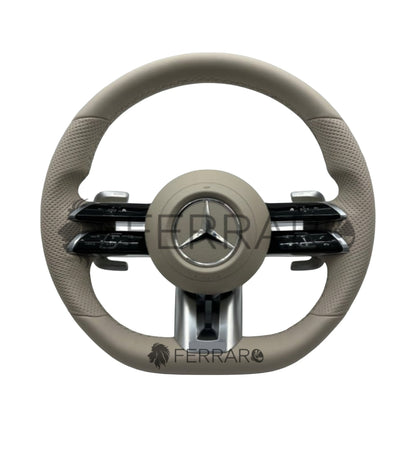 Volante per Mercedes, Beige, Logo Argento, AMG