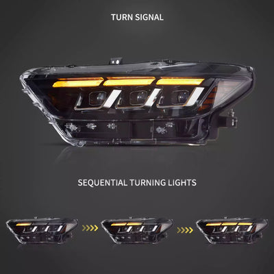 Fanali Anteriore Completo per Ford Mustang Eco Boost, GT, GT350, GT500 (2015-2017) a LED
