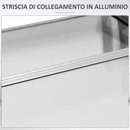 Outsunny Pensilina da Esterno per Finestre e Porte in Policarbonato e Alluminio, 200x96x27cm, Trasparente