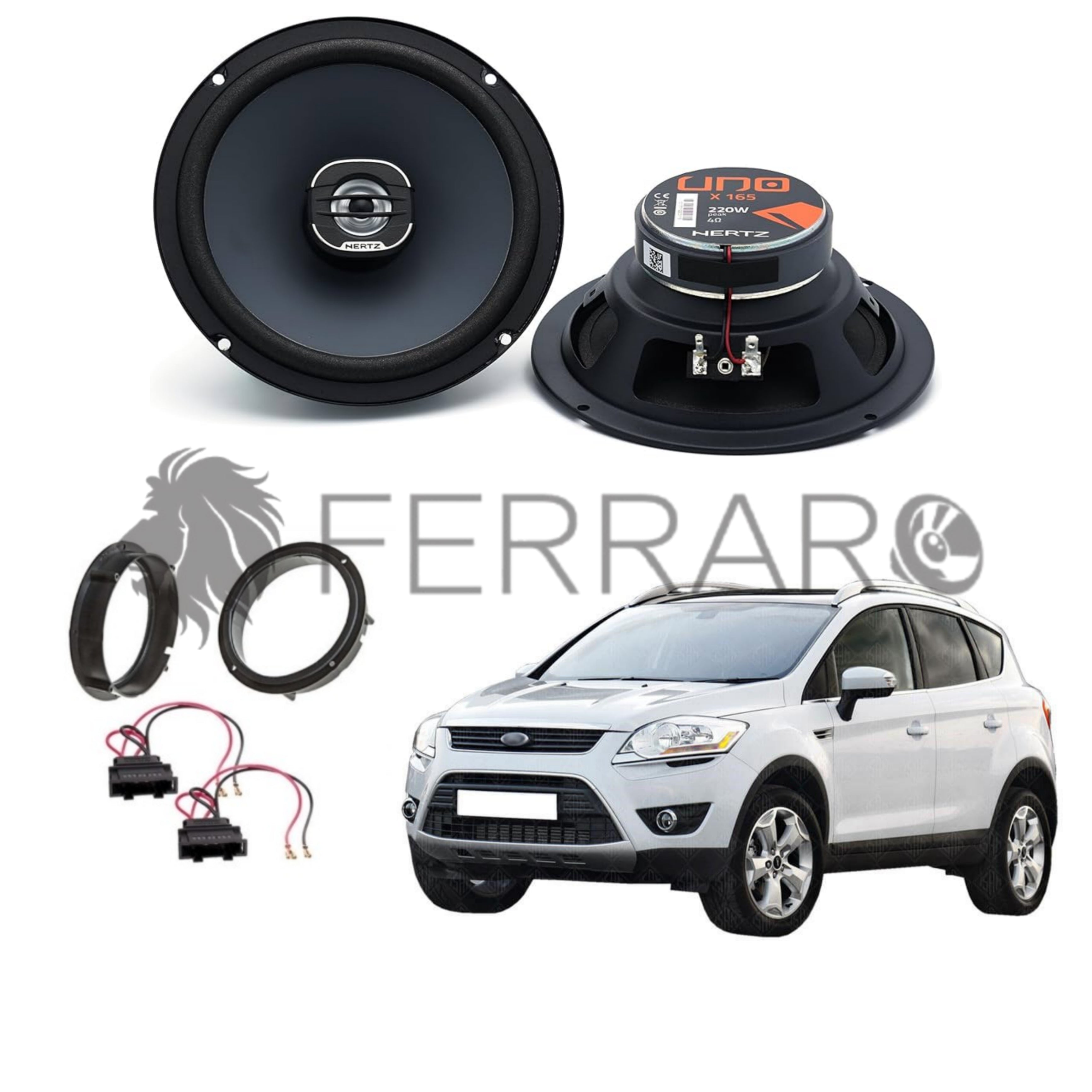 Hertz DSK 165 Kit Altoparlanti 2 Vie 16,5 Cm + Adattatori Per FORD Kuga Anteriore - Woofer DV 165.3 E Tweeter DT 24.3 - Sistema Audio Auto