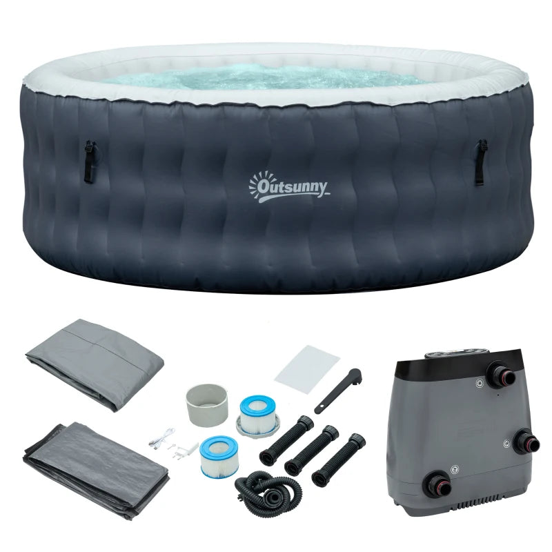 Outsunny Piscina Idromassaggio Gonfiabile e Riscaldante fino 42℃ con 108 Getti, per 4-6 Persone