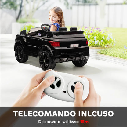 HOMCOM Macchina Elettrica per Bambini 3-6 Anni con Telecomando, Luci LED e Clacson, in PP e Metallo, 110x68x52 cm, Nero
