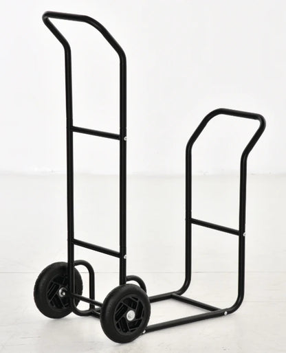 Outsunny Carrello Portalegna in Acciaio con 2 Ruote per Interno ed Esterno, 77x42x105 cm, Nero