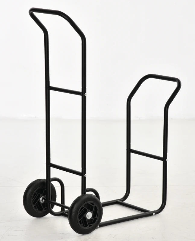 Outsunny Carrello Portalegna in Acciaio con 2 Ruote per Interno ed Esterno, 77x42x105 cm, Nero
