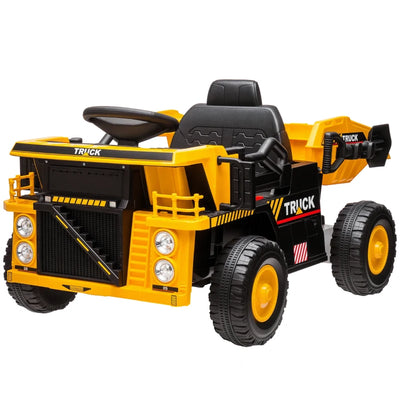AIYAPLAY Camion per Bambini 3-5 Anni con Motore 12V, Macchina Elettrica per Bambini con Musica e Fari, Giallo