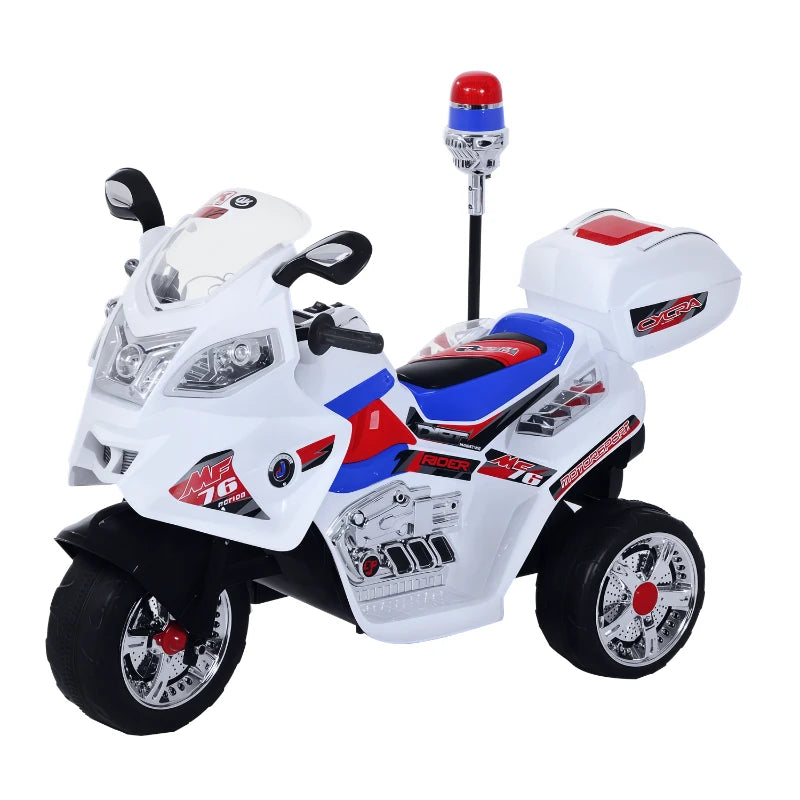 HOMCOM Moto Elettrica per Bambini da 3-5 Anni Motorino Elettrico Giocattolo 3 Ruote con Musica, Velocità 3KM/h, Luci 112×51×72.5cm