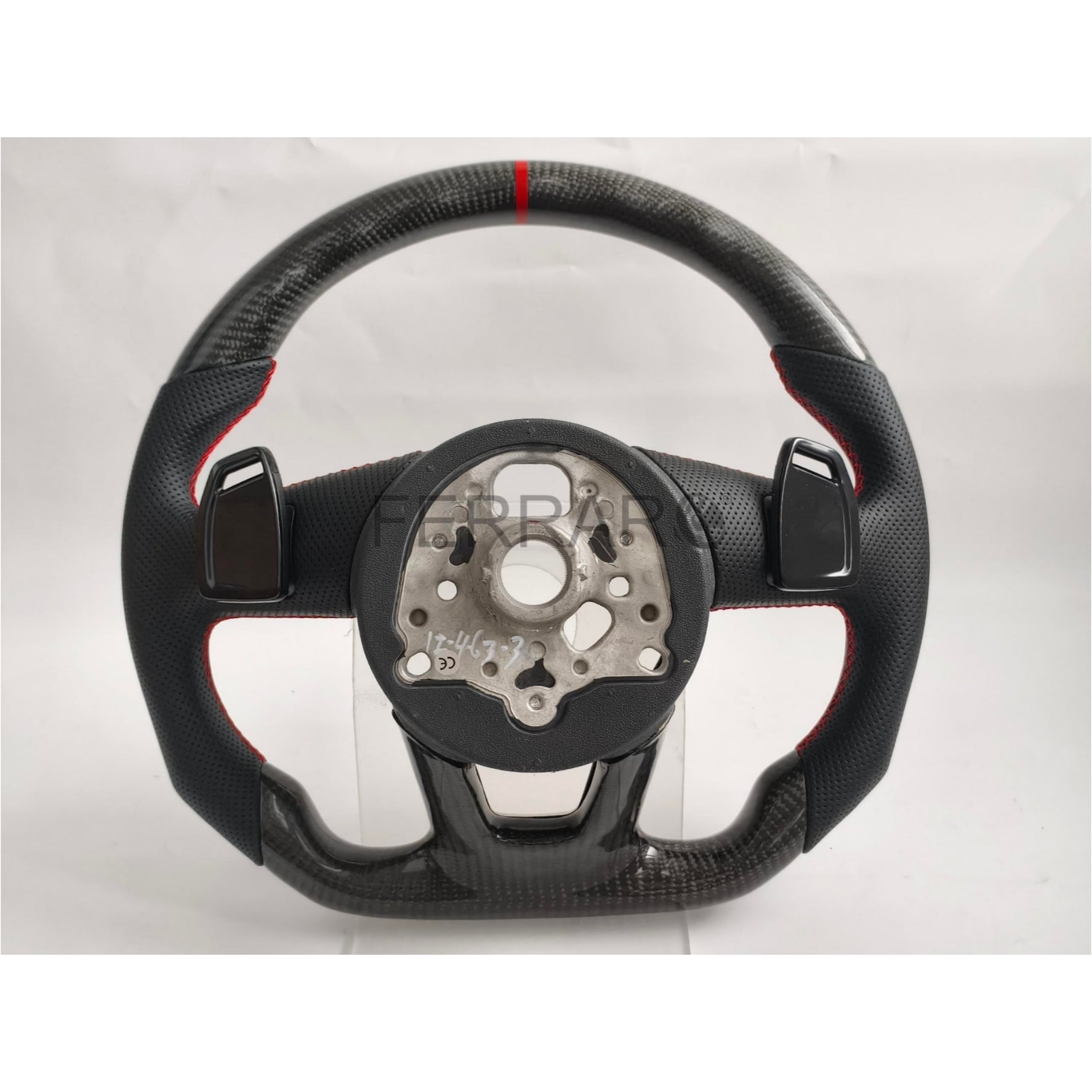 (PRENOTA) Volante per Audi, Carbonio Diagonale, Etichetta Rossa, Cucitura Rossa, S
