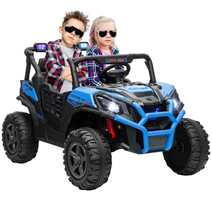 AIYAPLAY Macchina Elettrica per Bambini 24V a 2 Posti con Telecomando e 3 Velocità, Età 3-8 Anni, Blu